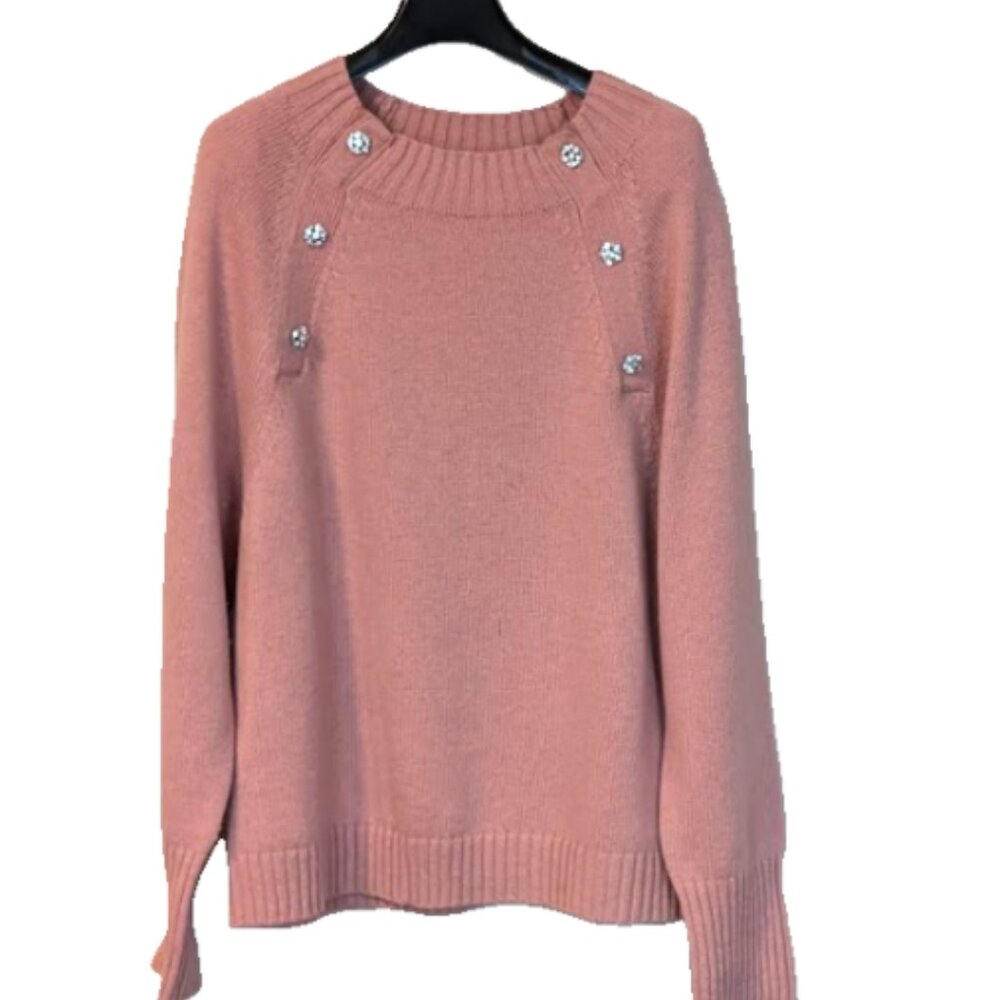 J Crew Crewneck Sweater with Jeweled Buttons Size XXL. Style K5299. - Picture 6 of 6